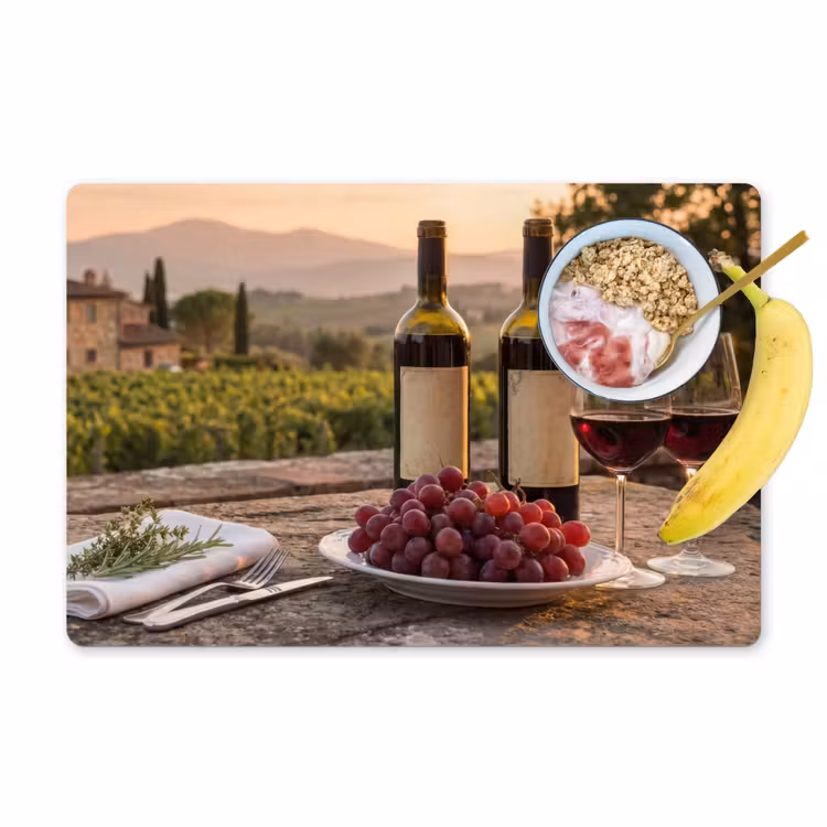 Placemat - 6 stuks - Wijn - Glazen - Druiven - Wijngaard — 1