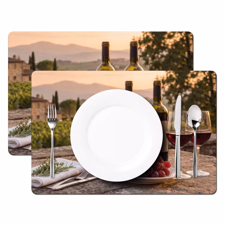 Placemat - 6 stuks - Wijn - Glazen - Druiven - Wijngaard — 2