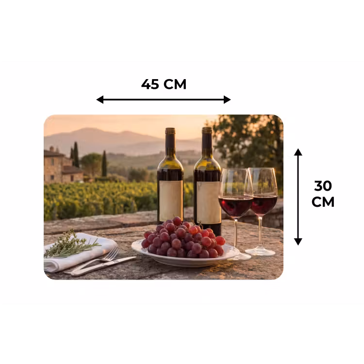 Placemat - 6 stuks - Wijn - Glazen - Druiven - Wijngaard — 3
