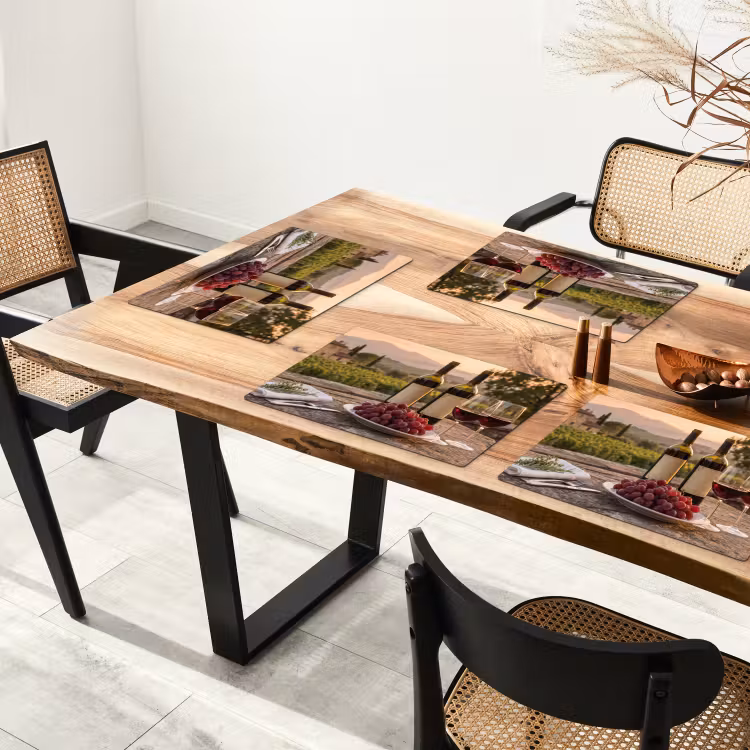 Placemat - 6 stuks - Wijn - Glazen - Druiven - Wijngaard — 5
