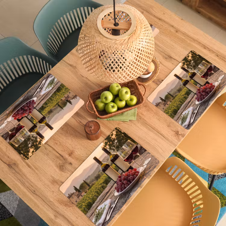 Placemat - 6 stuks - Wijn - Glazen - Druiven - Wijngaard — 6