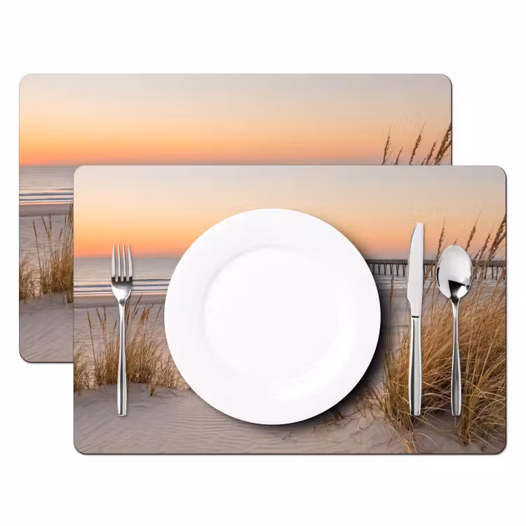 Placemat - 6 stuks - Pier - Zonsondergang - Strand — 2