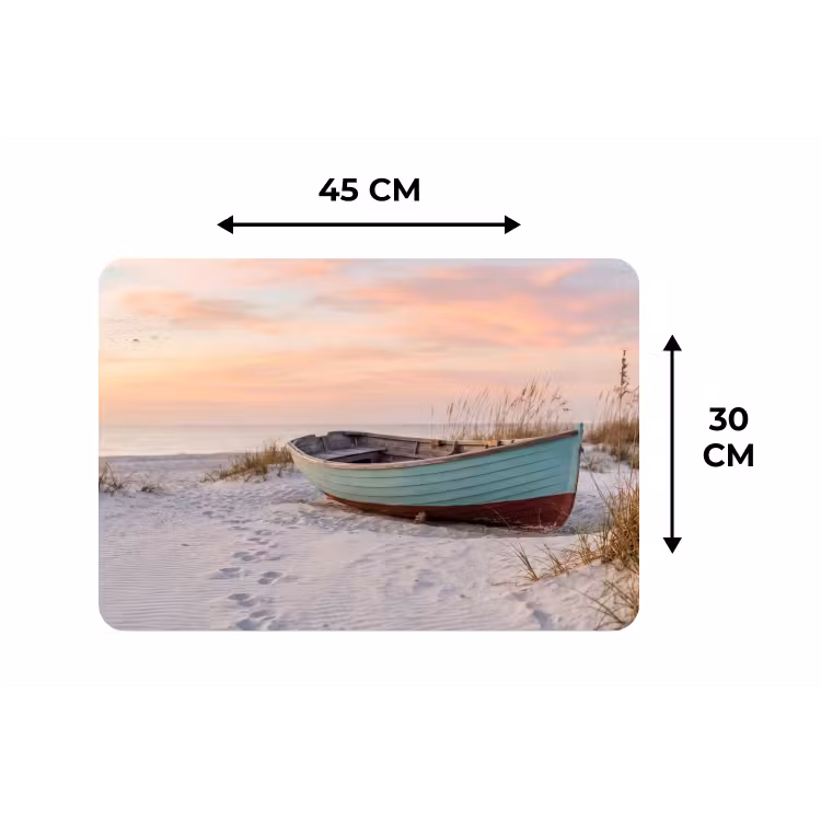 Placemat - 6 stuks - Rustiek - Roeiboot - Zandstrand — 3