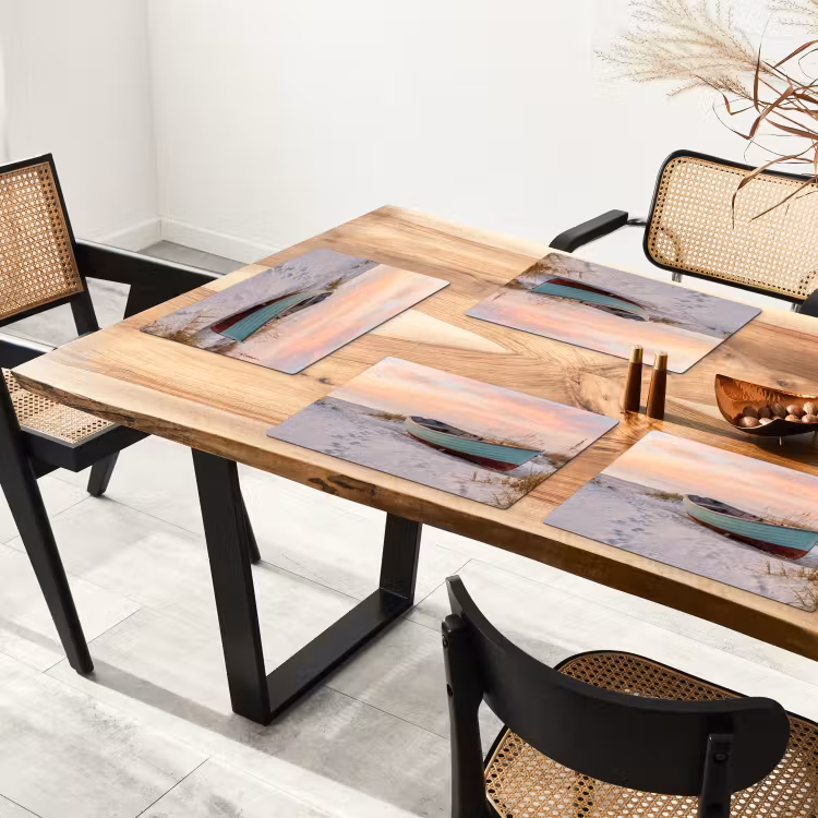 Placemat - 6 stuks - Rustiek - Roeiboot - Zandstrand — 5