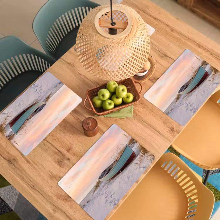 Placemat - 6 stuks - Rustiek - Roeiboot - Zandstrand — 6