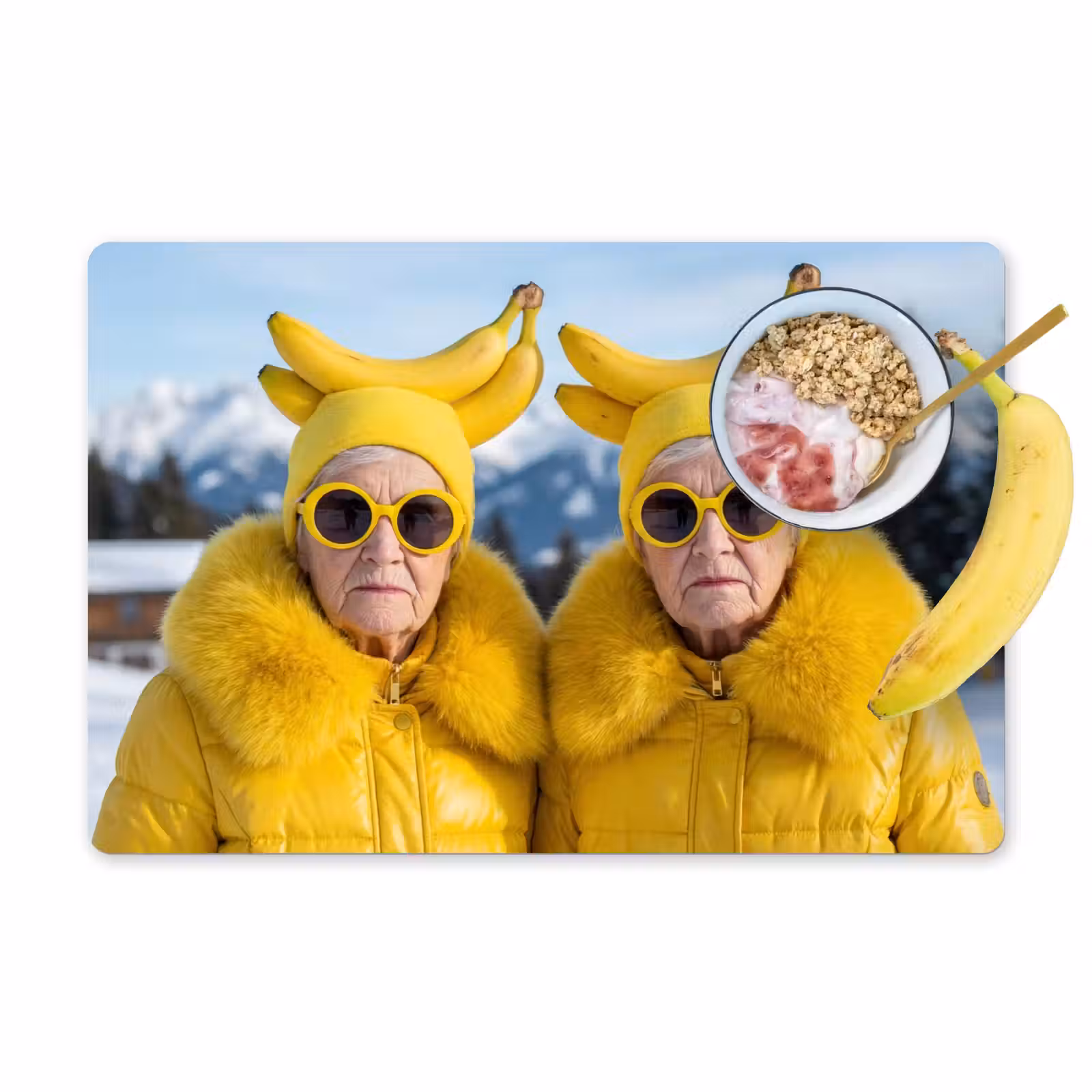 Placemat - 6 stuks - Vrouwen - Bananen - Geel — 1