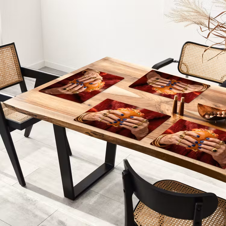 Placemat - 6 stuks - Broodje - Bontjas - Goud — 5