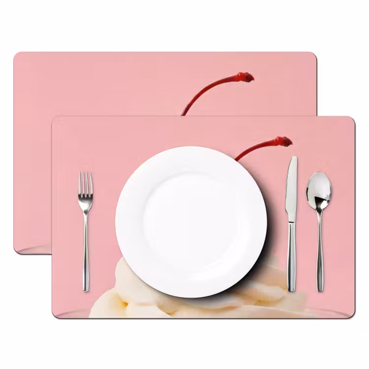 Placemat - 6 stuks - Kers - Slagroom - Roze — 2