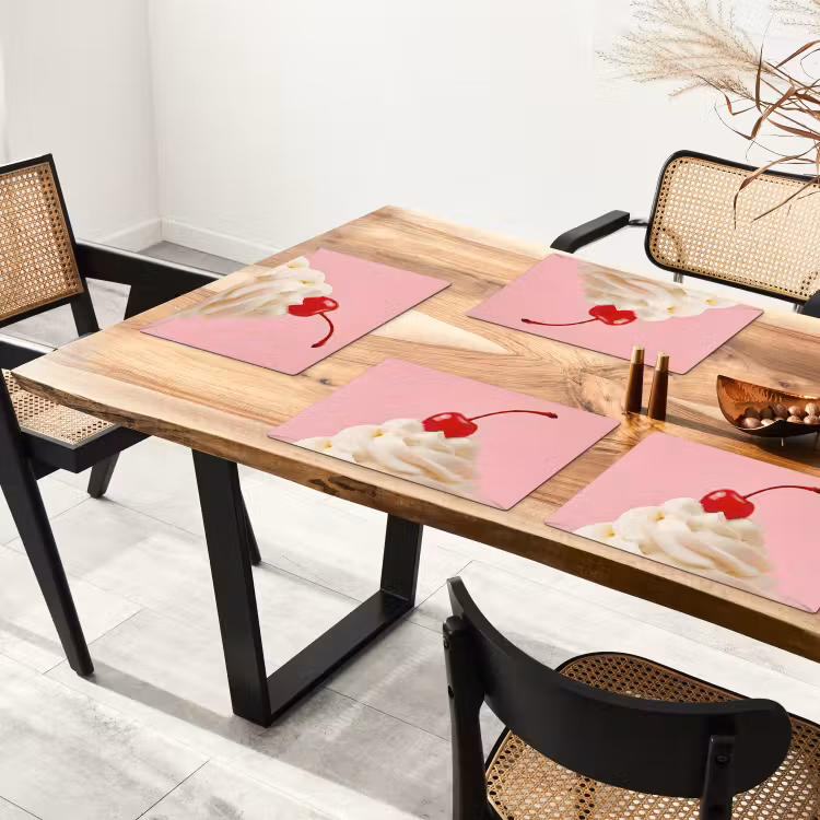 Placemat - 6 stuks - Kers - Slagroom - Roze — 5