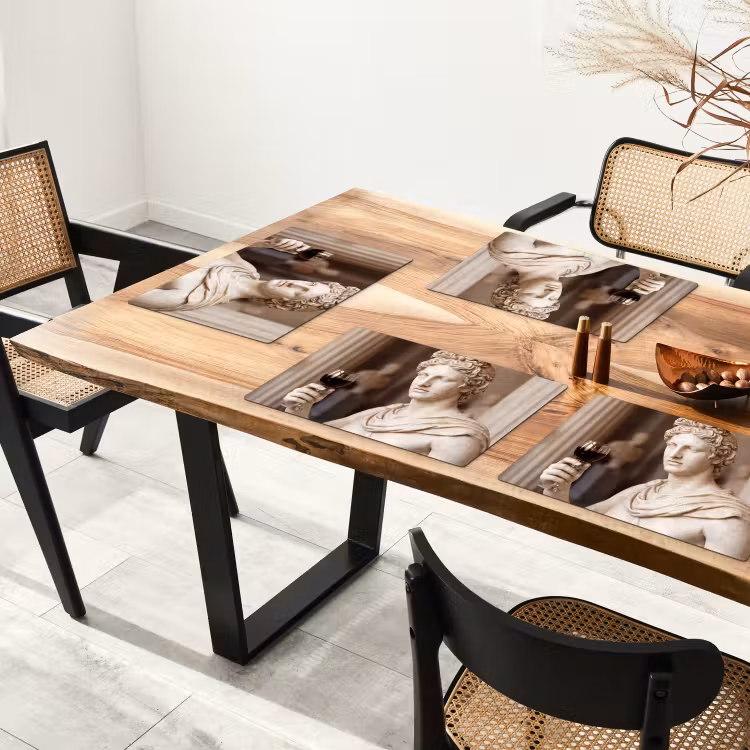 Placemat - 6 stuks - Klassiek - Marmer - Wijn — 5