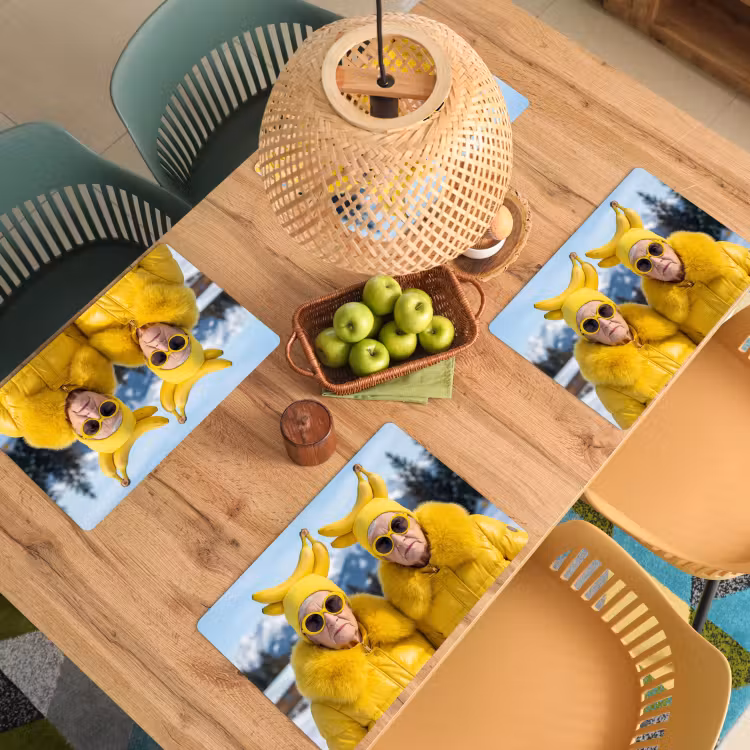 Placemat - 6 stuks - Vrouwen - Bananen - Geel — 6