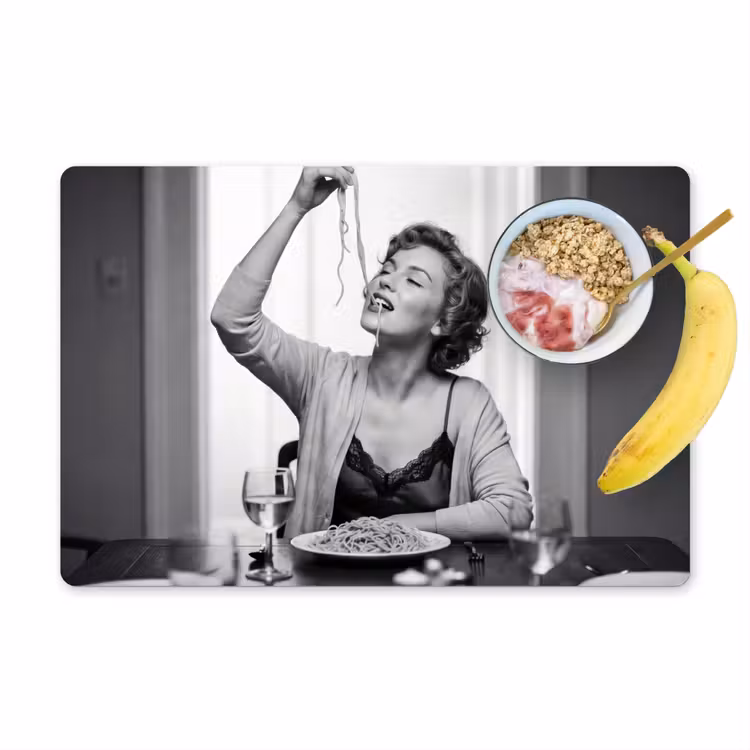 Placemat - 6 stuks - Vrouw - Spaghetti - Zwart - Wit — 1