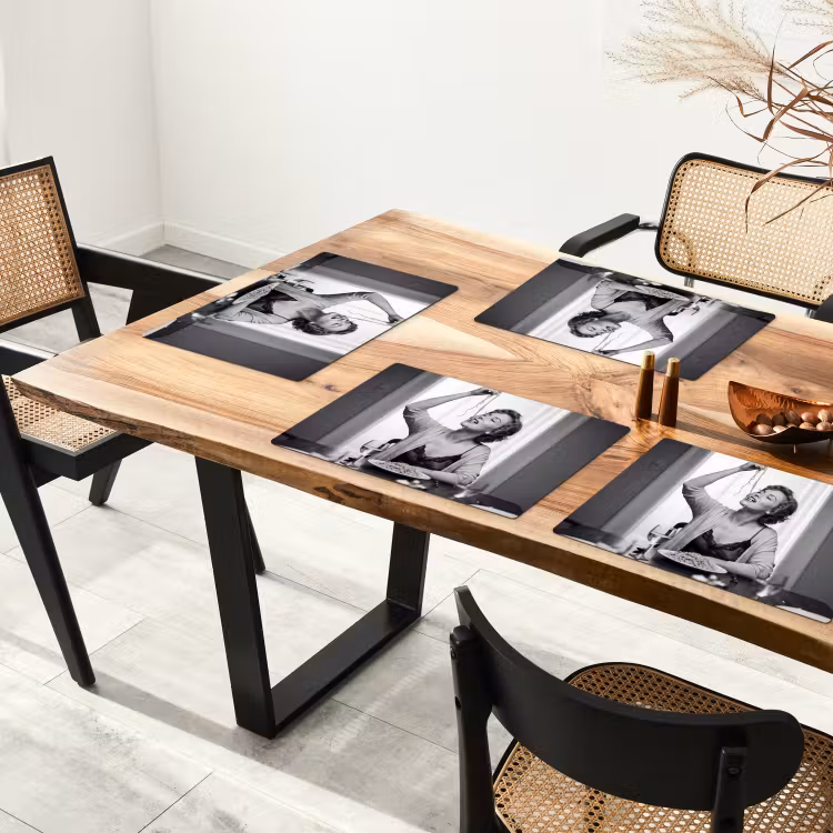 Placemat - 6 stuks - Vrouw - Spaghetti - Zwart - Wit — 5
