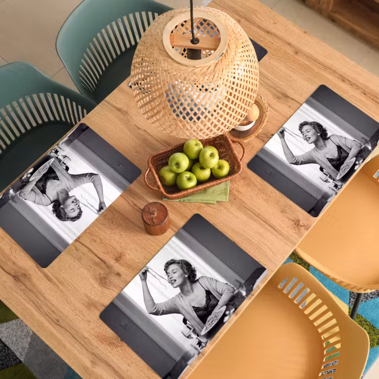 Placemat - 6 stuks - Vrouw - Spaghetti - Zwart - Wit — 6