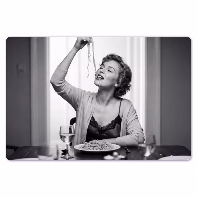 Placemat - 6 stuks - Vrouw - Spaghetti - Zwart - Wit — 7
