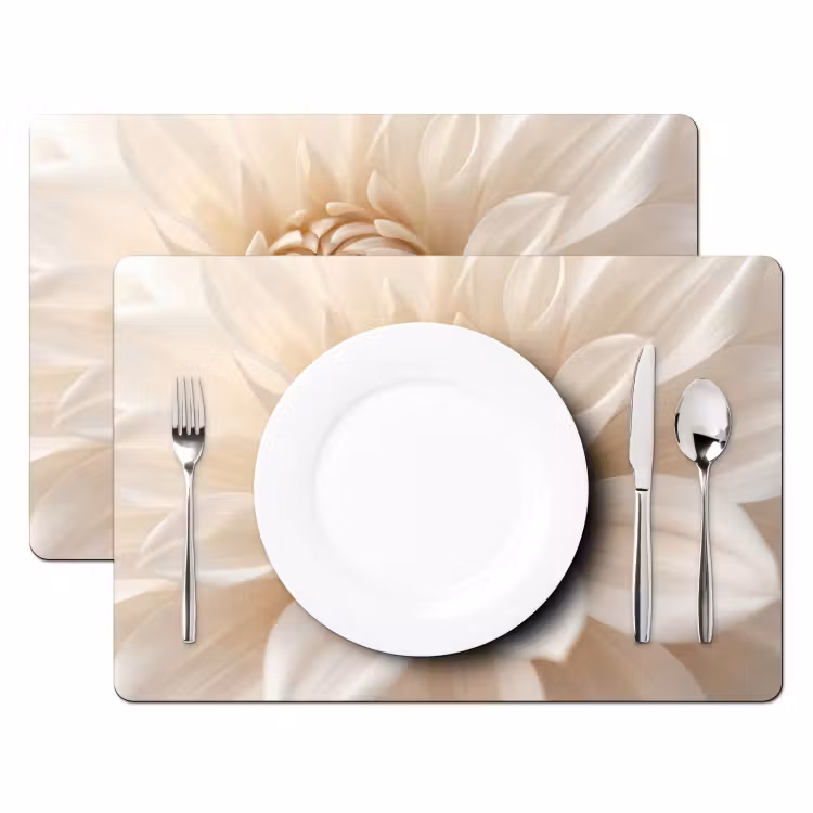 Placemat - 6 stuks - Bloem - Dahlia - Wit — 2