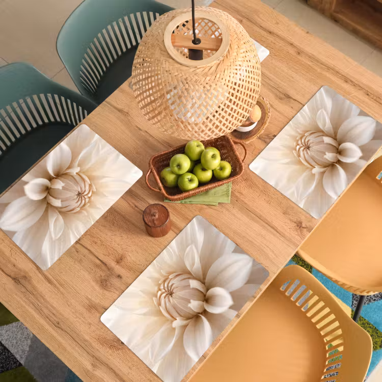 Placemat - 6 stuks - Bloem - Dahlia - Wit — 6