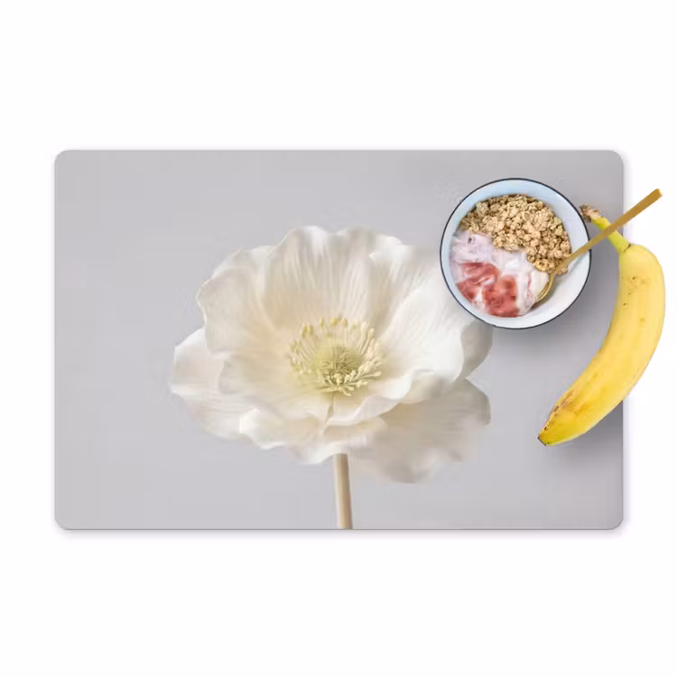 Placemat - 6 stuks - Bloem - Minimalistisch -Wit — 1