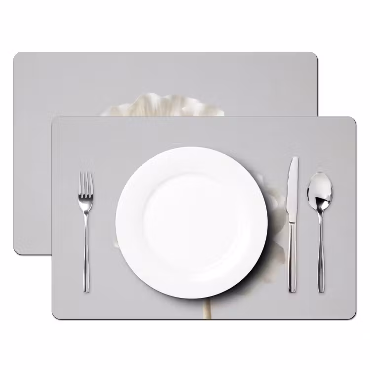 Placemat - 6 stuks - Bloem - Minimalistisch -Wit — 2