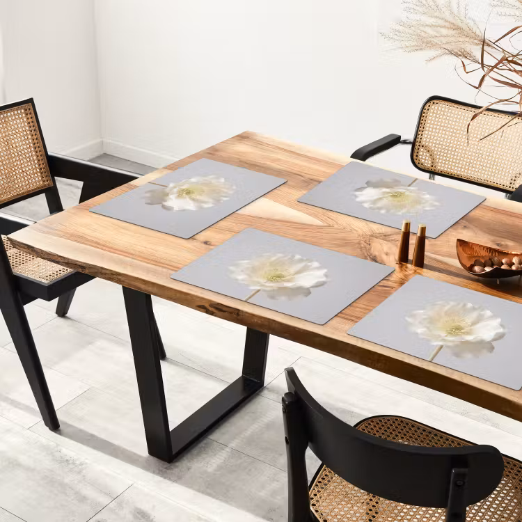 Placemat - 6 stuks - Bloem - Minimalistisch -Wit — 5
