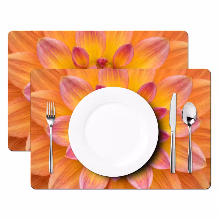 Placemat - 6 stuks - Dahlia - Bloem - Oranje — 2