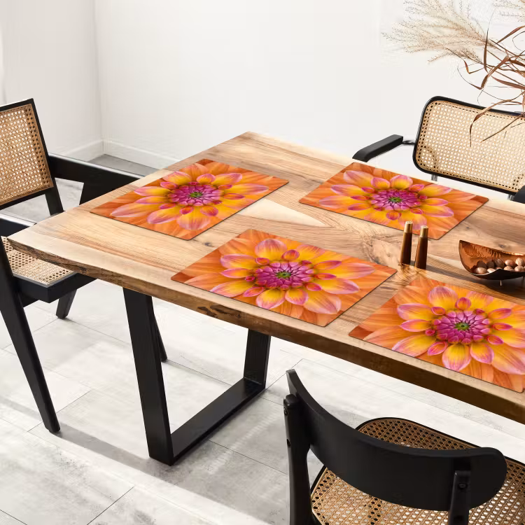 Placemat - 6 stuks - Dahlia - Bloem - Oranje — 5