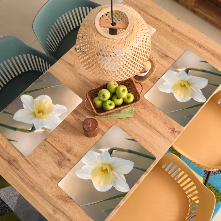 Placemat - 6 stuks - Narcis - Bloem - Minimalistisch — 6