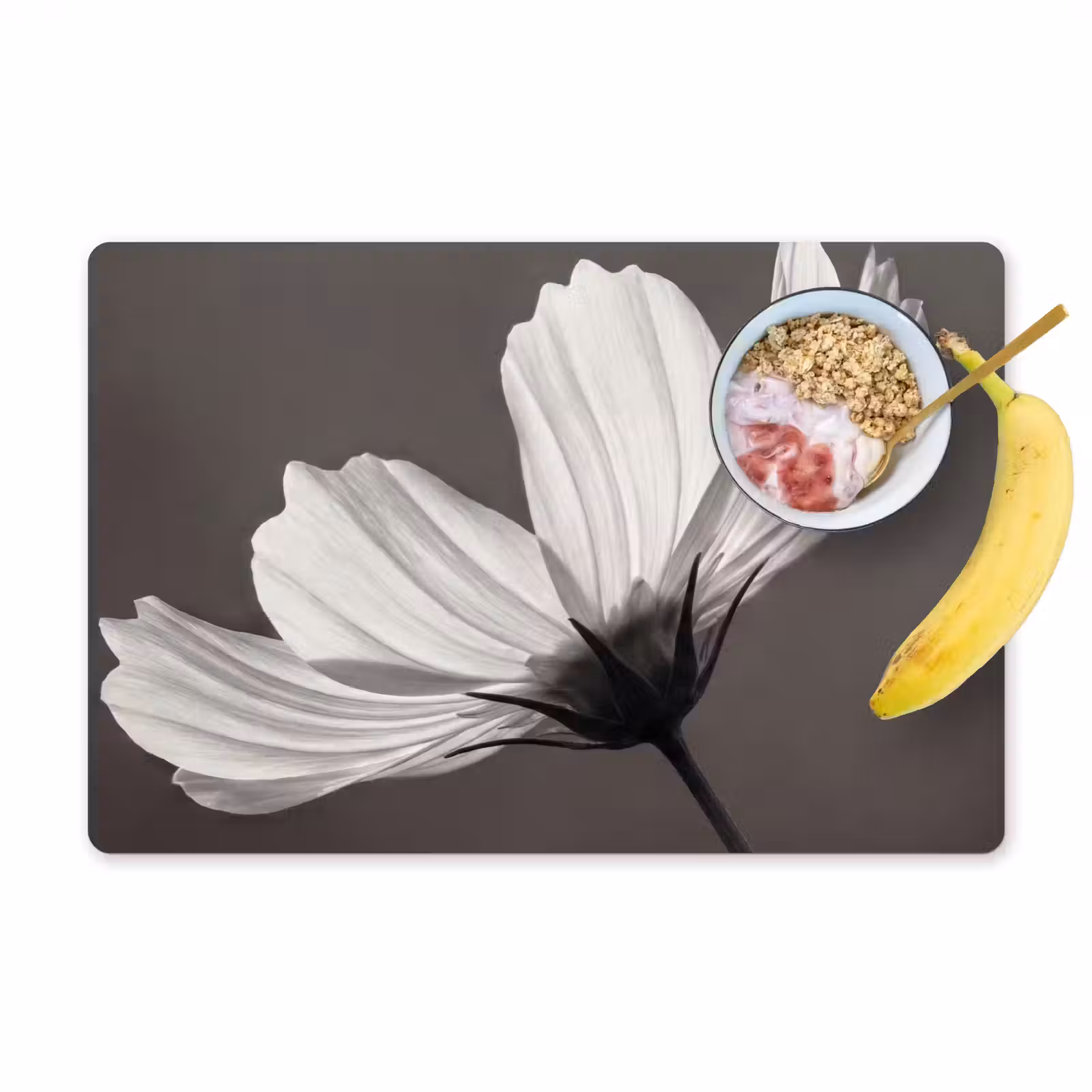 Placemat - 6 stuks - Bloem - Minimalistisch - Zwart - Wit — 1