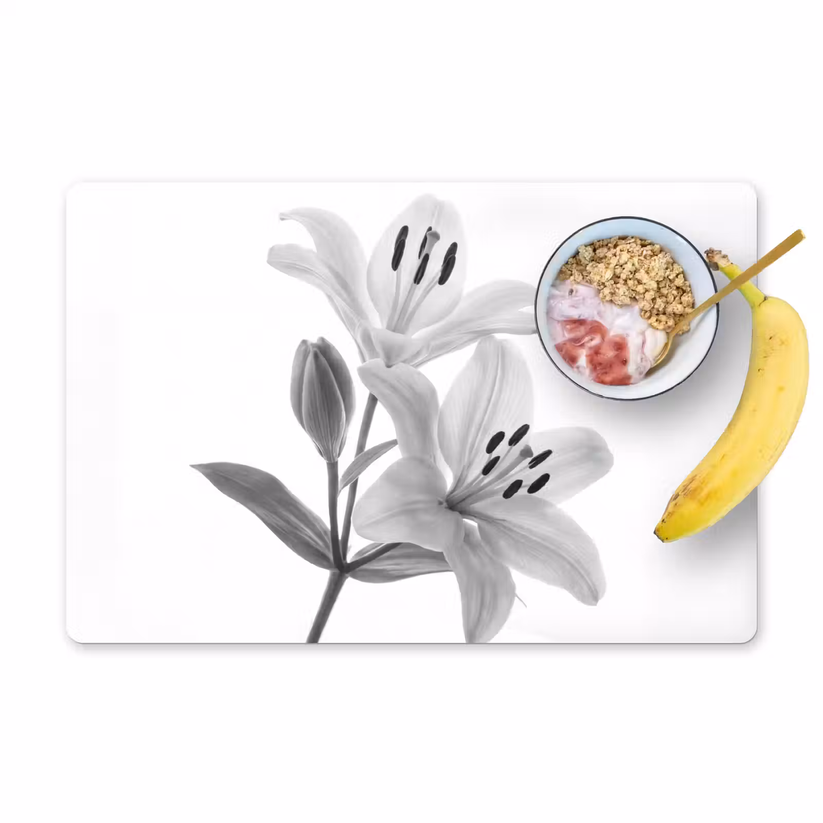 Placemat - 6 stuks - Lelies - Elegant - Zwart - Wit — 1