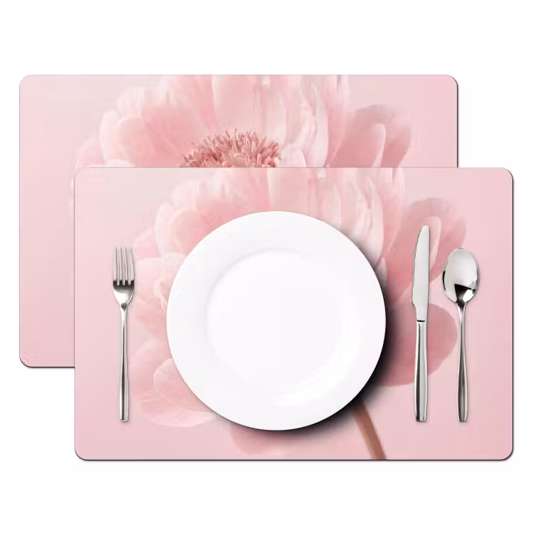 Placemat - 6 stuks - Bloem - Pioenroos - Roze — 2