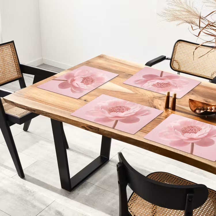 Placemat - 6 stuks - Bloem - Pioenroos - Roze — 5