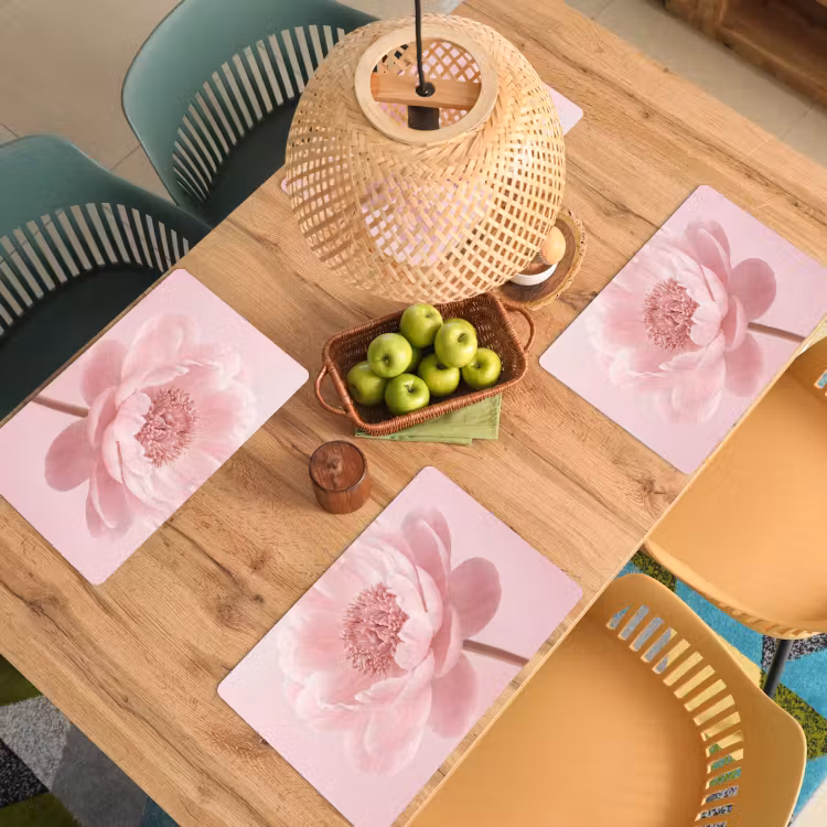 Placemat - 6 stuks - Bloem - Pioenroos - Roze — 6