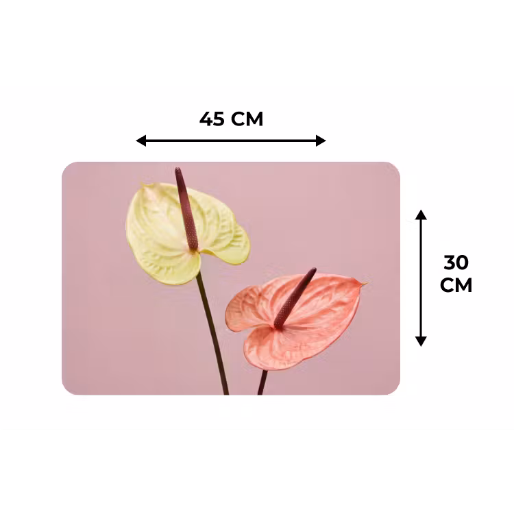 Placemat - 6 stuks - Bloemen - Anthuriums - Geel - Roze — 3
