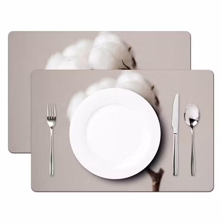 Placemat - 6 stuks - Katoenbol - Minimalistisch - Wit — 2