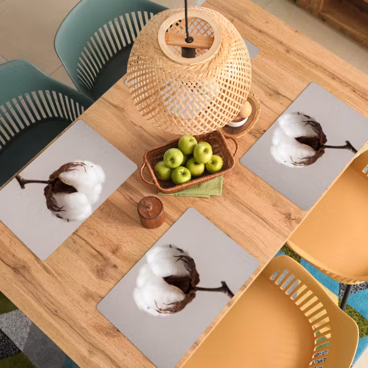 Placemat - 6 stuks - Katoenbol - Minimalistisch - Wit — 6
