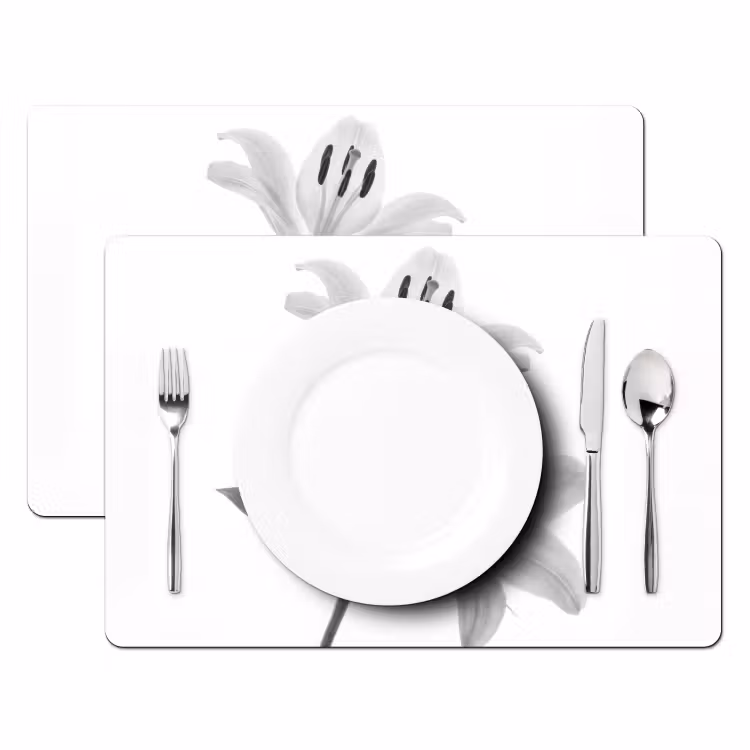 Placemat - 6 stuks - Lelies - Elegant - Zwart - Wit — 2