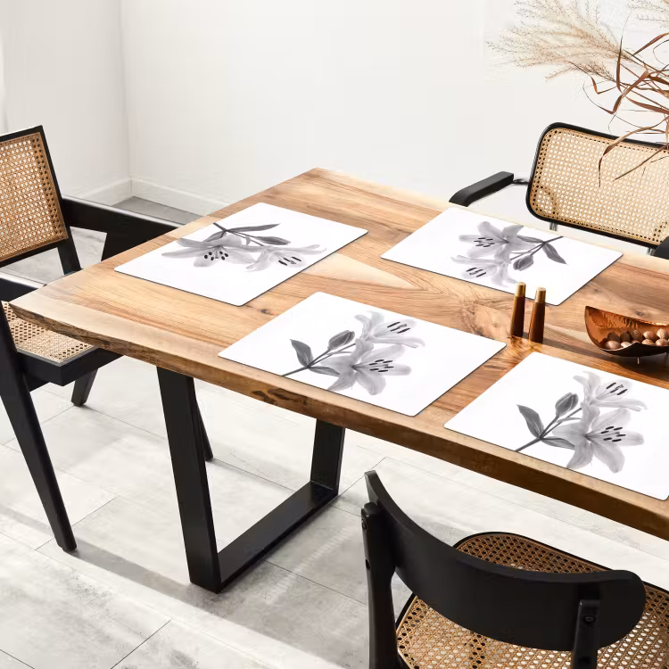 Placemat - 6 stuks - Lelies - Elegant - Zwart - Wit — 5