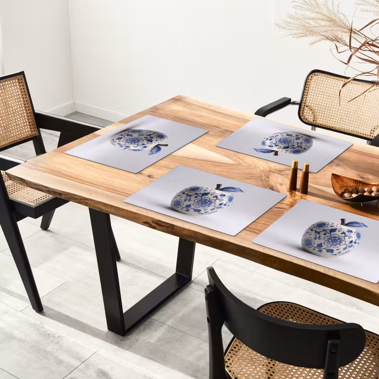 Placemat - 6 stuks - Appel - Blauw - Klassiek — 5