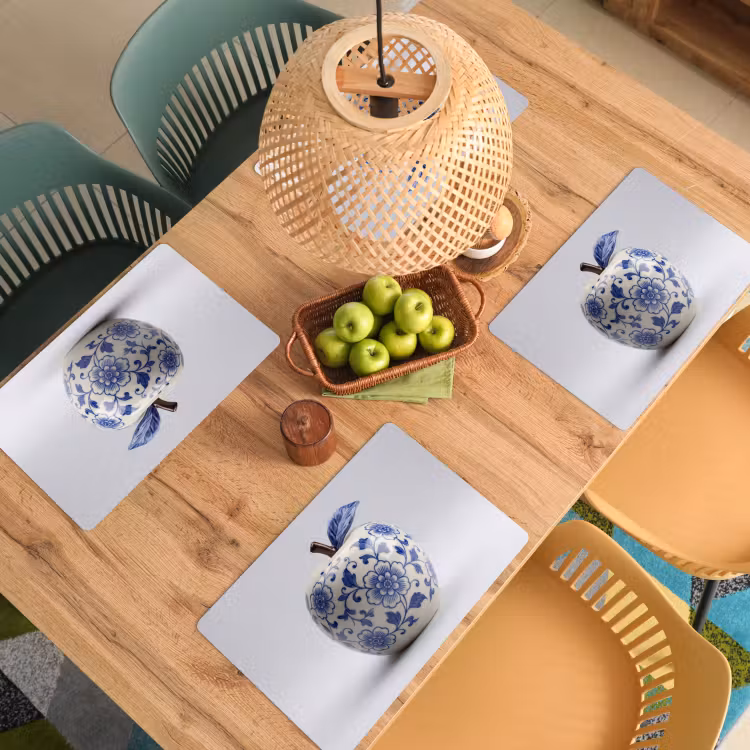 Placemat - 6 stuks - Appel - Blauw - Klassiek — 6