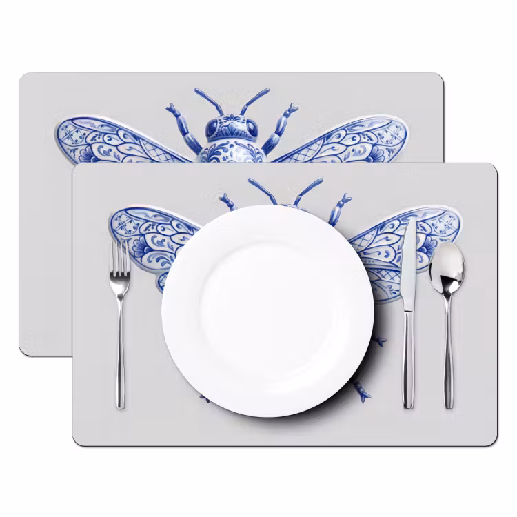 Placemat - 6 stuks - Bij - Modern - Delfts - Blauw — 2