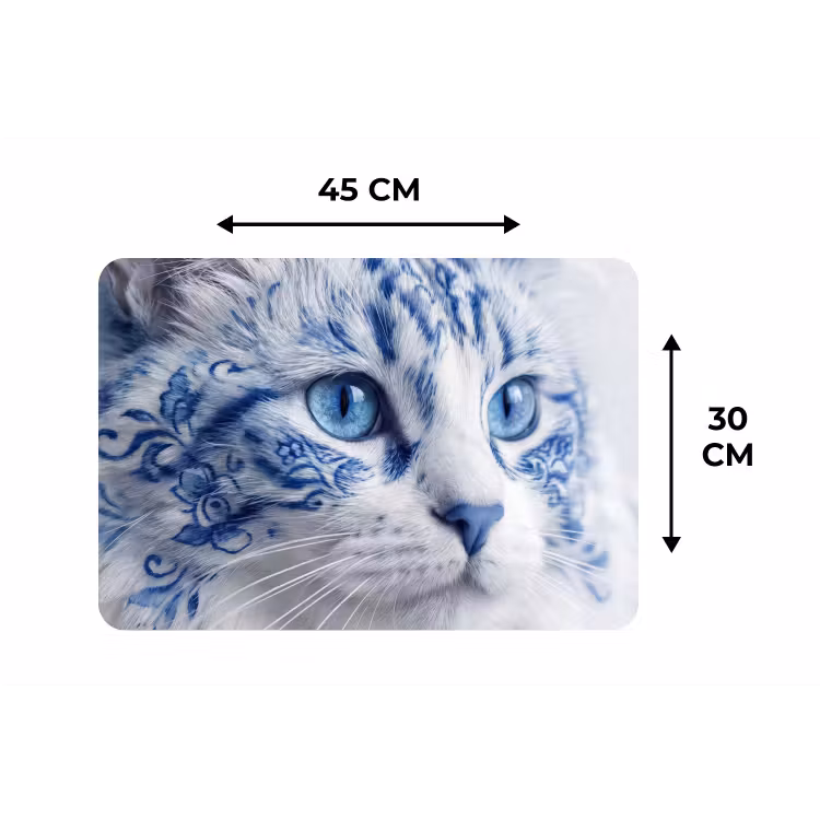 Placemat - 6 stuks - Kat - Patroon - Blauw — 3