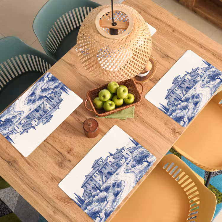 Placemat - 6 stuks - Rustiek - Landgoed - Blauw — 6
