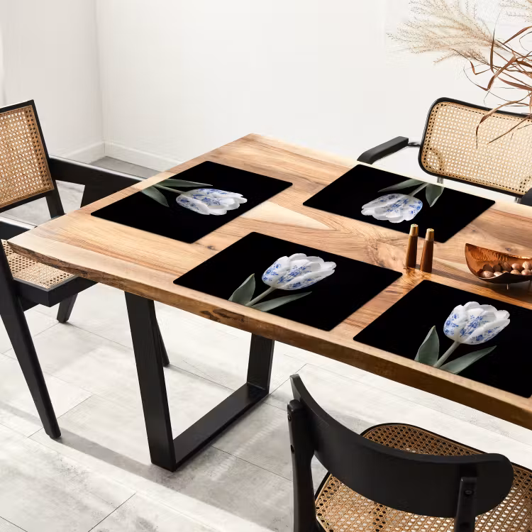 Placemat - 6 stuks - Tulp - Patroon - Blauw — 5
