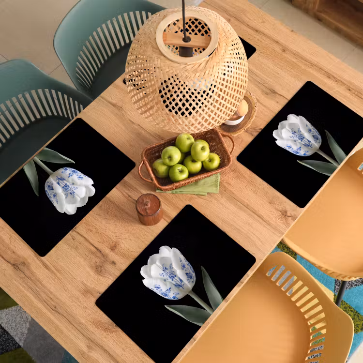 Placemat - 6 stuks - Tulp - Patroon - Blauw — 6