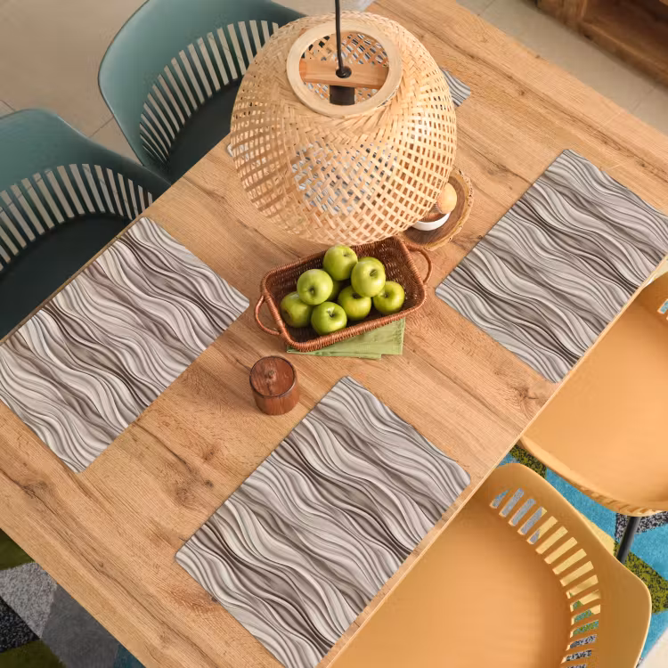 Placemat - 6 stuks - Golven - 3D - Crème — 6