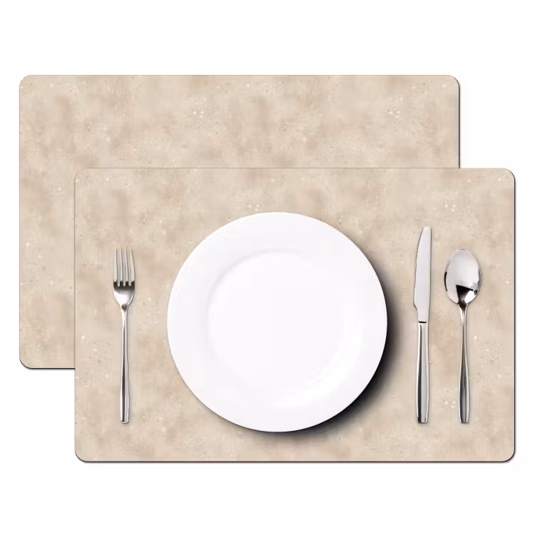Placemat - 6 stuks - Structuur - Spikkels - Beige — 2
