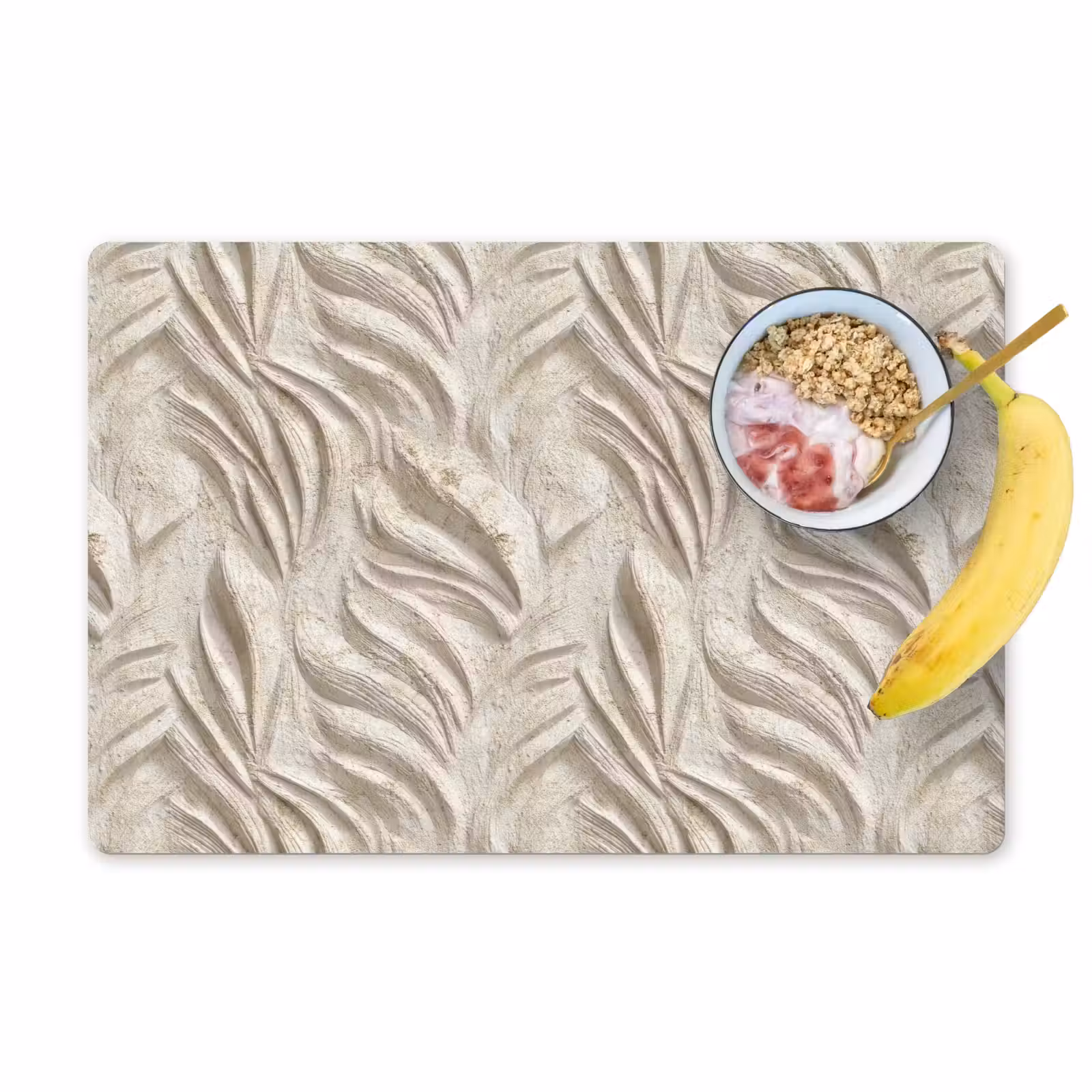 Placemat - 6 stuks - Textuur - Reliëf - Beige — 1