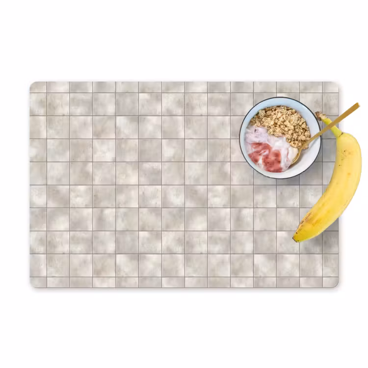 Placemat - 6 stuks - Tegels - Natuurlijk - Grijs — 1