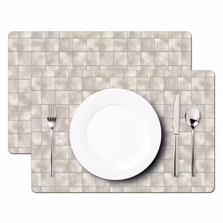 Placemat - 6 stuks - Tegels - Natuurlijk - Grijs — 2
