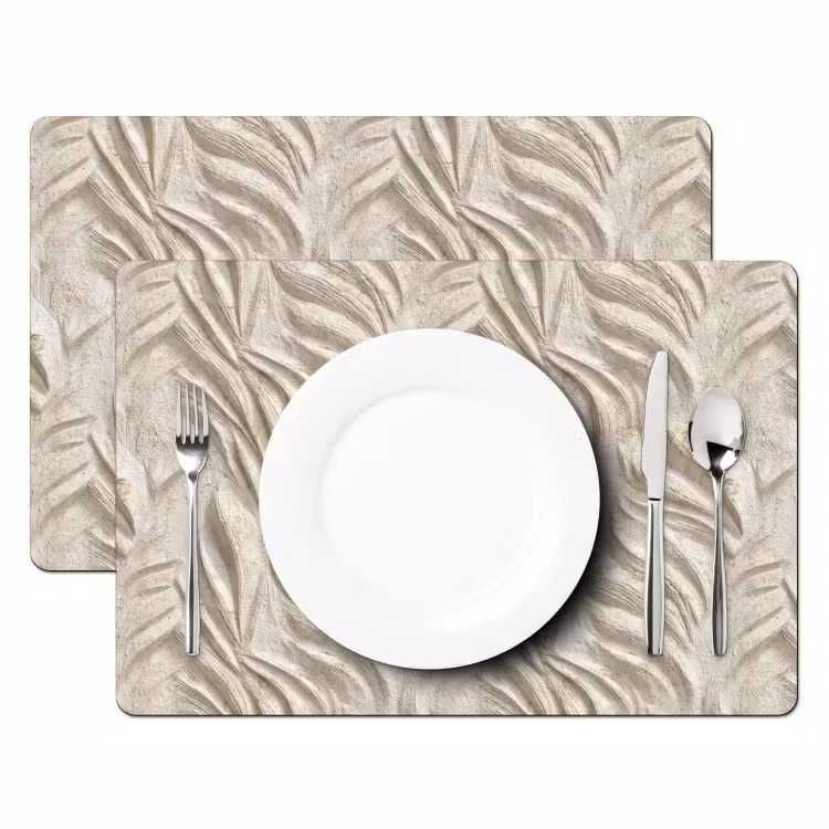 Placemat - 6 stuks - Textuur - Reliëf - Beige — 2